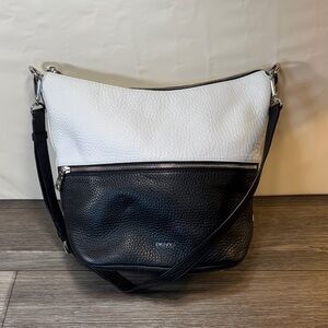 DKNY Two-Tone Black and White shoulder/ Crossbody leather Bag